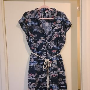 Old Navy patterned navy button down dress